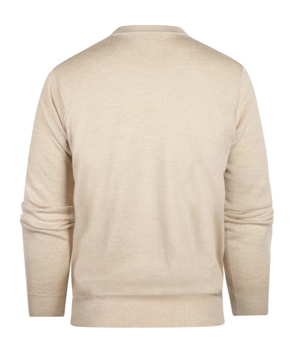 Merino wool round neck sweater | Beige – Bild 4