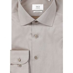 Shirt uni semi spread collar | Beige