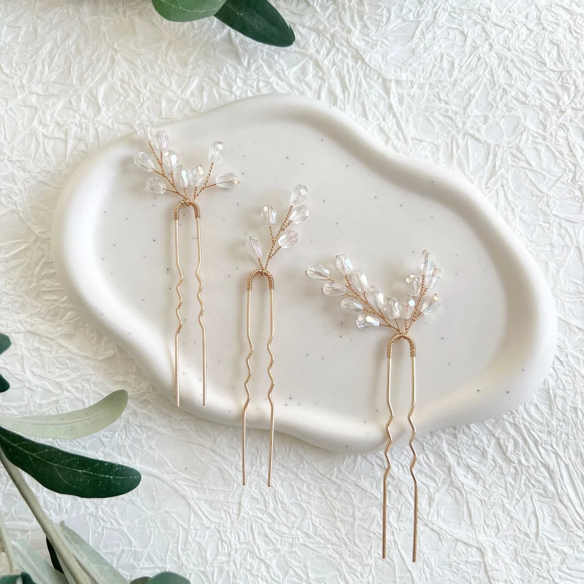 Braut Haarschmuck, Set 3 Stück, Haarspangen, weiße Perlen, Haarnadeln, Brautschmuck