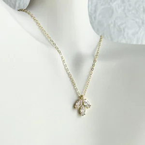 Braut Halskette, Gold, Cubic Zirconia Anhänger, Brautschmuck, verstellbar