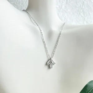 Braut Halskette, Silber, Cubic Zirconia Anhänger, Brautschmuck, verstellbar