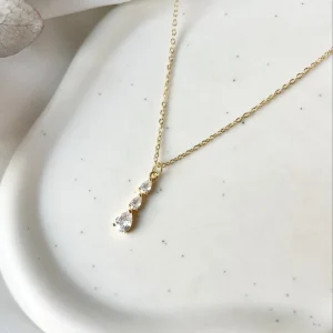Halskette, Gold, Brauthalskette, Cubic Zirconia Anhänger, Brautschmuck