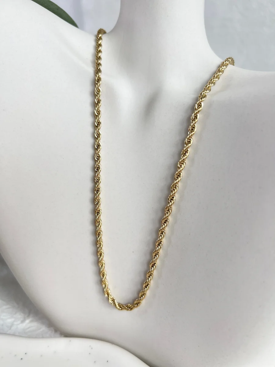Halskette gedreht, Gold, Kordelkette Twist, glänzende Kette, verstellbar, - L 37/44 cm, B 3 mm – Bild 3