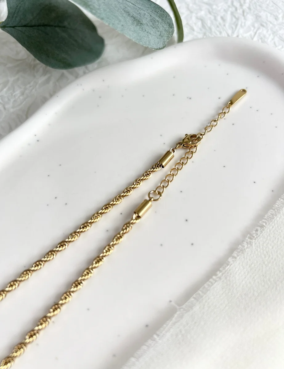 Halskette gedreht, Gold, Kordelkette Twist, glänzende Kette, verstellbar, - L 37/44 cm, B 3 mm – Bild 6