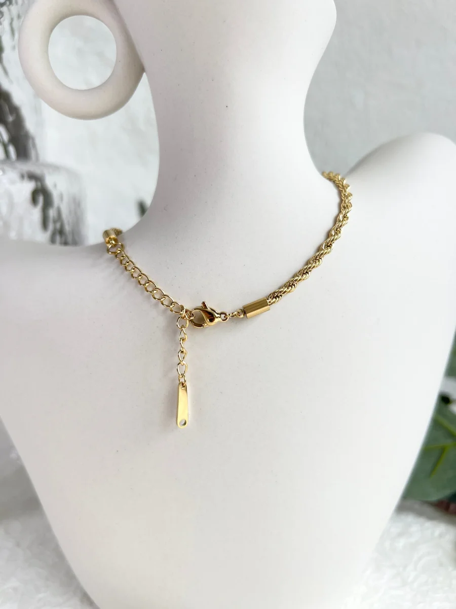 Halskette gedreht, Gold, Kordelkette Twist, glänzende Kette, verstellbar, - L 37/44 cm, B 3 mm – Bild 7