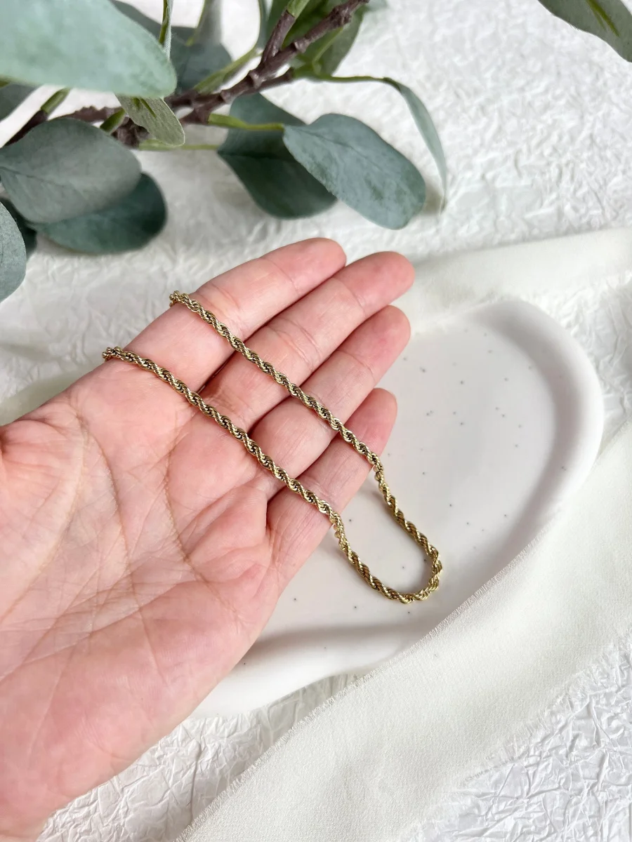 Halskette gedreht, Gold, Kordelkette Twist, glänzende Kette, verstellbar, - L 37/44 cm, B 3 mm – Bild 8