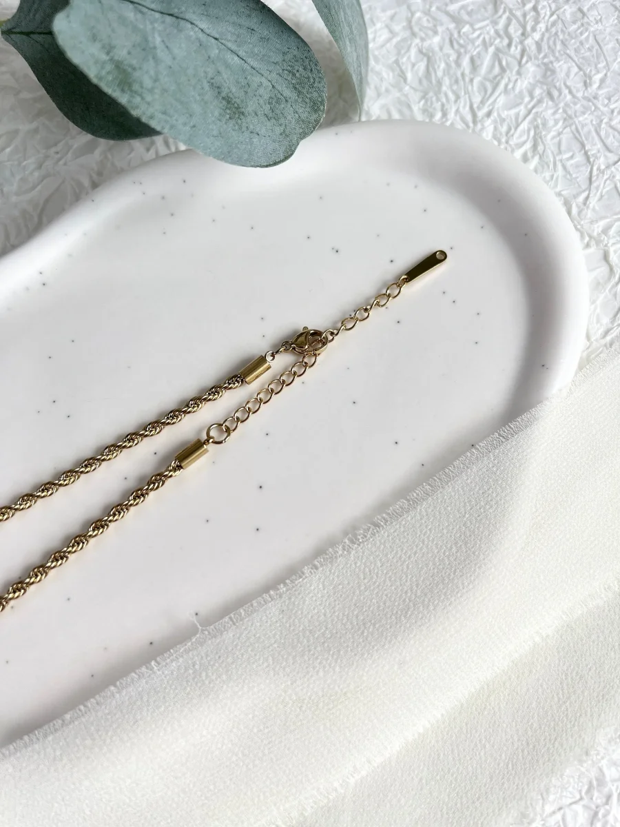 Halskette gedreht, Gold, Kordelkette Twist, glänzende Kette, verstellbar, - L 37/44 cm, B 3 mm – Bild 9