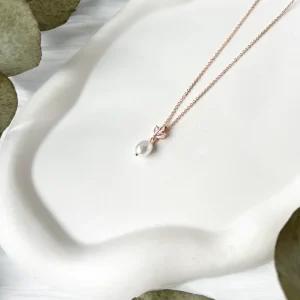 Halskette, Roségold, Perlenanhänger, Brautschmuck, eleganter Schmuck