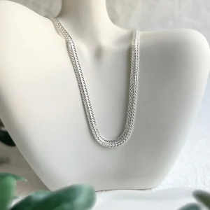Flache Halskette, Silber, Schlangenkette, hochwertige Gliederkette, glänzende Kette