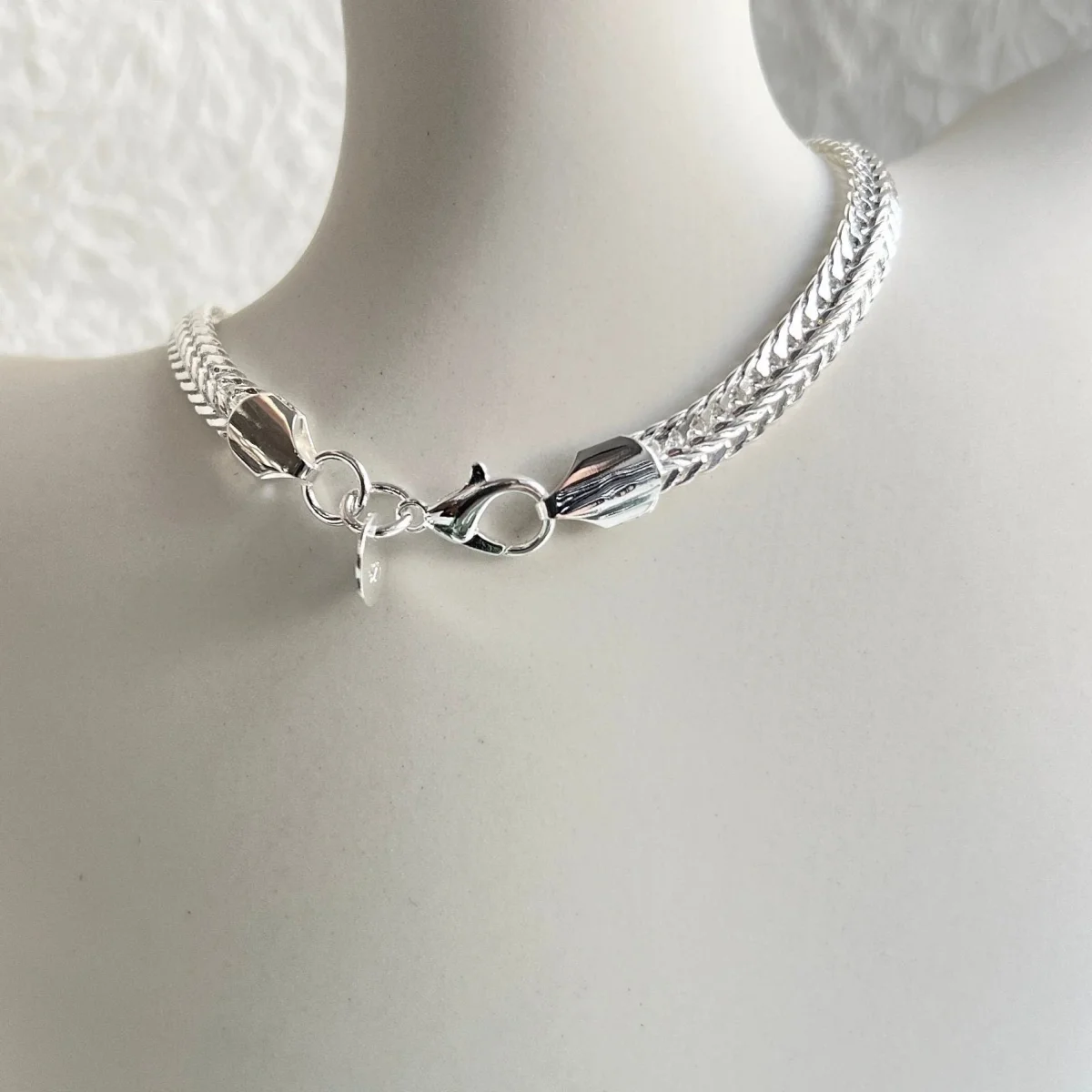 Flache Halskette, Silber, Schlangenkette, hochwertige Gliederkette, glänzende Kette – Bild 4
