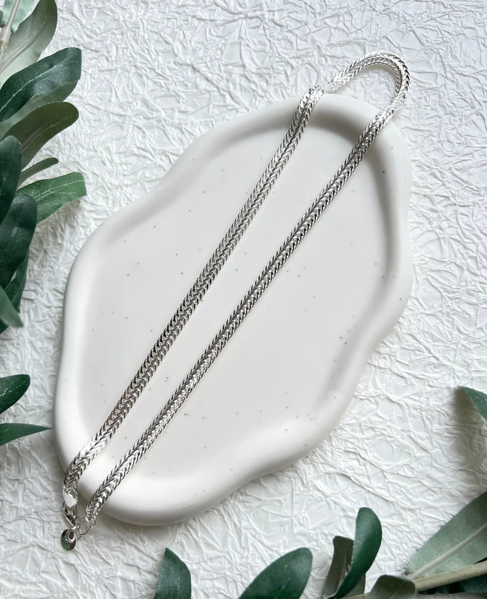 Flache Halskette, Silber, Schlangenkette, hochwertige Gliederkette, glänzende Kette – Bild 5