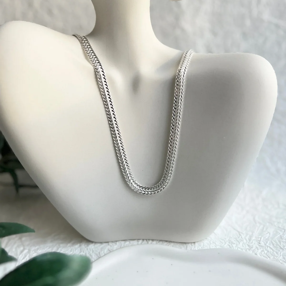 Flache Halskette, Silber, Schlangenkette, hochwertige Gliederkette, glänzende Kette – Bild 7