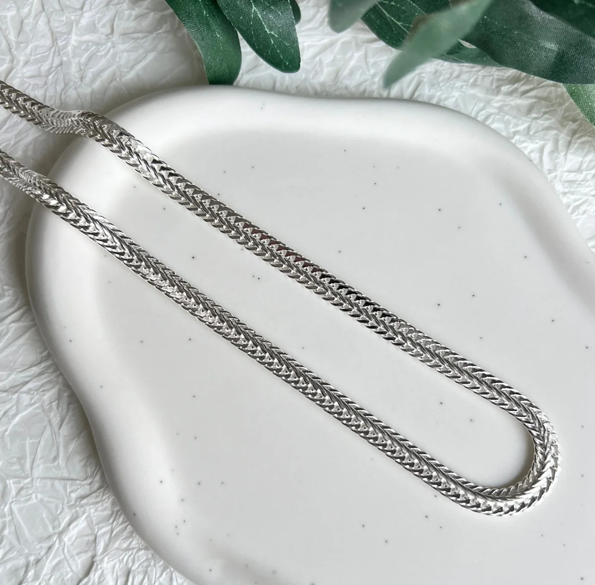 Flache Halskette, Silber, Schlangenkette, hochwertige Gliederkette, glänzende Kette – Bild 8
