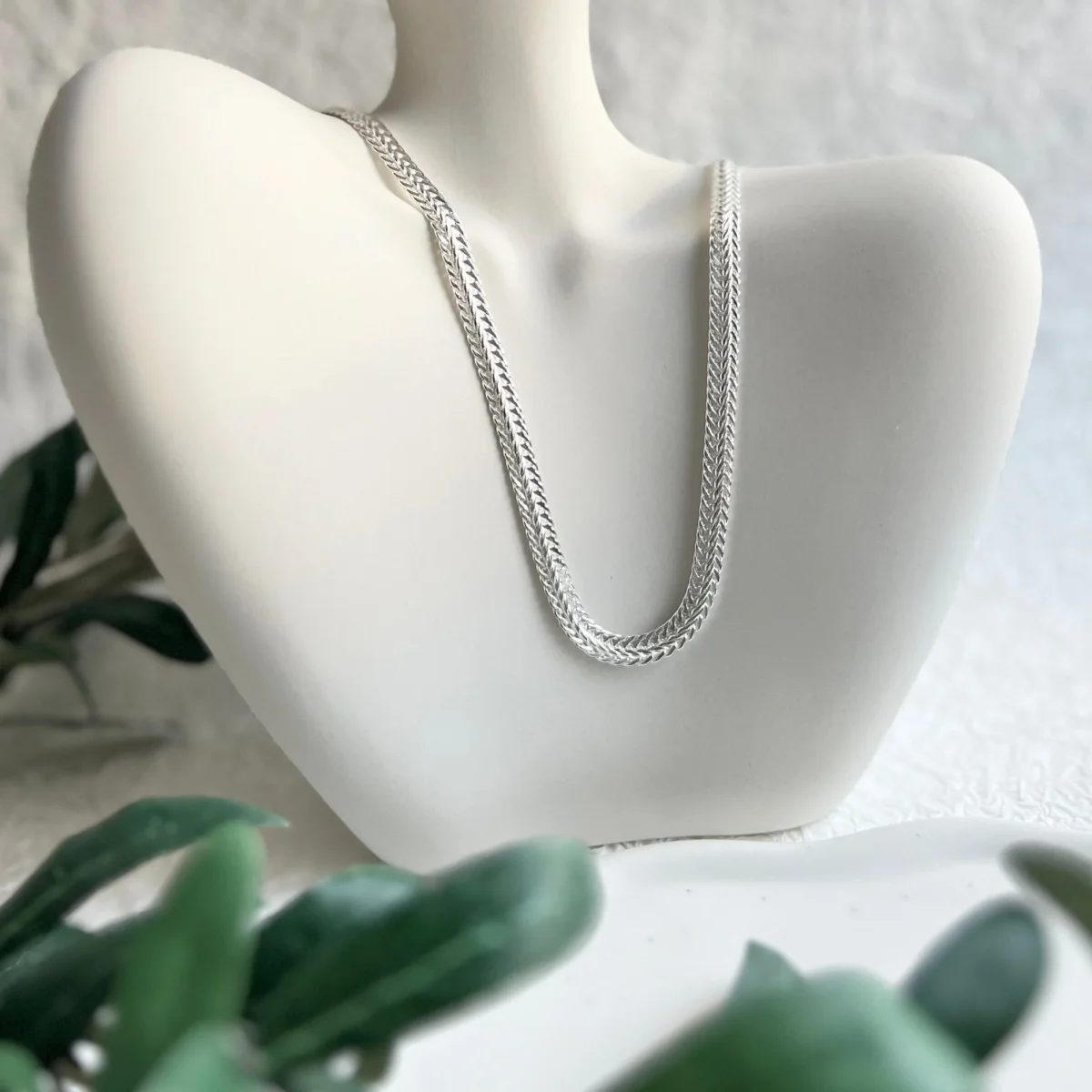 Flache Halskette, Silber, Schlangenkette, hochwertige Gliederkette, glänzende Kette – Bild 9