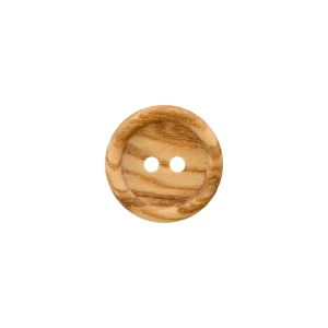 Prym Holzknopf mit Rand – 2-Loch, 18 mm & 23 mm, naturfarben