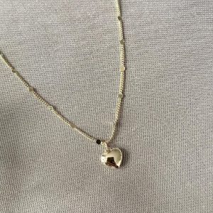 Zarte Halskette, Gold mit Herz Anhänger, Brautschmuck, feiner Schmuck