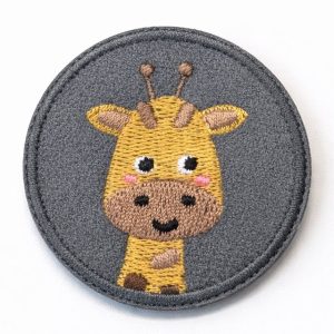 Aufnäher Giraffe rund – Verspielter Tier-Patch zum Aufbügeln, Ø 5 cm